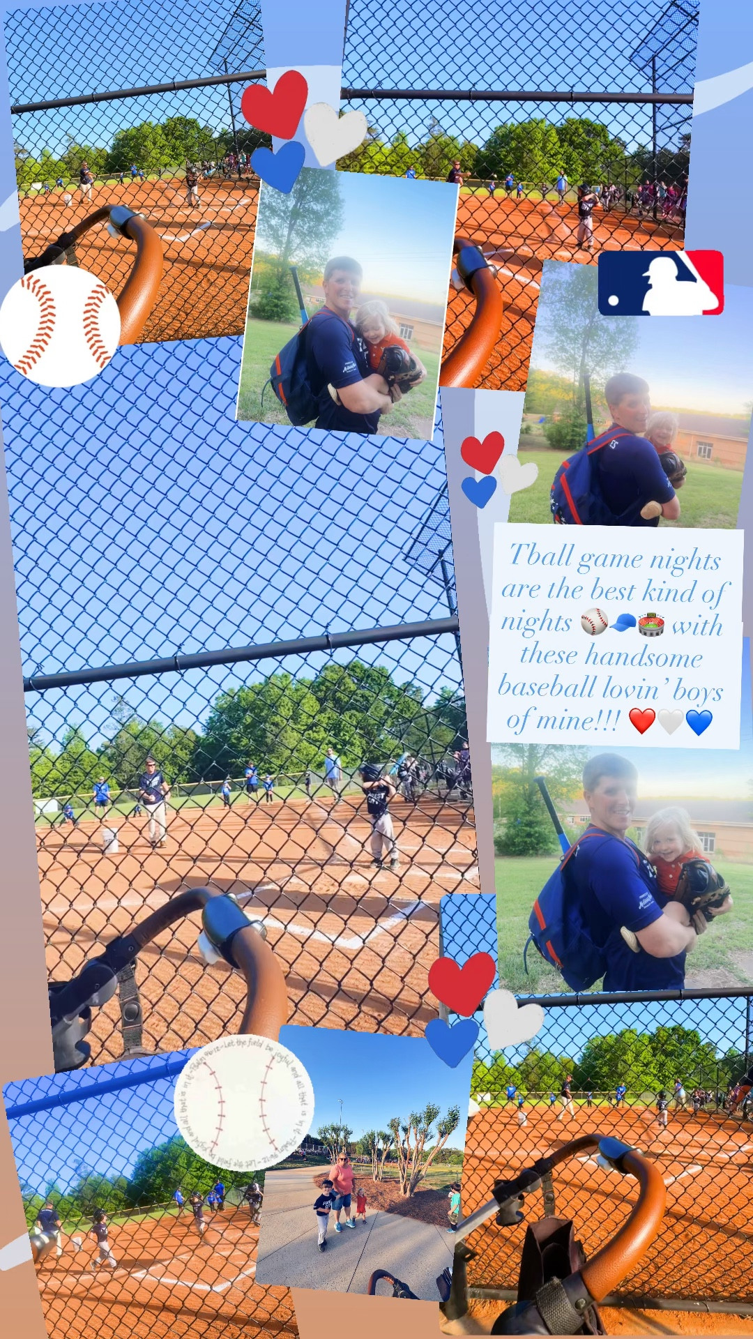 Tball game nights are the best kind of nights ⚾️🧢🏟️ with these handsome baseball lovin’ boys of mine!!! ❤️🤍💙