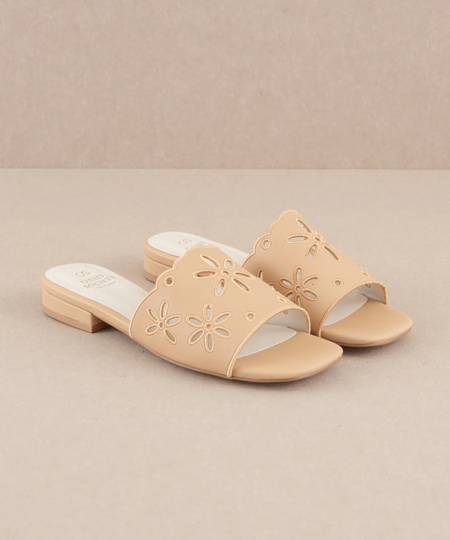 The Manila | Apricot Flower Cutout Sandals | Oasis Society