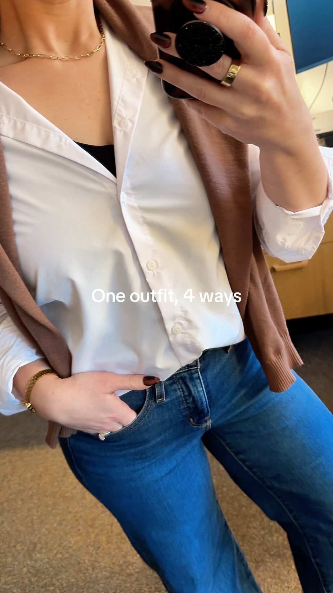 A classic white button down shirt makes this outfit so versatile- it’s like 4 wardrobe changes in one! #classicstyle #buttondown #functionalstyle

#LTKootd #LTKMidsize #LTKWorkwear