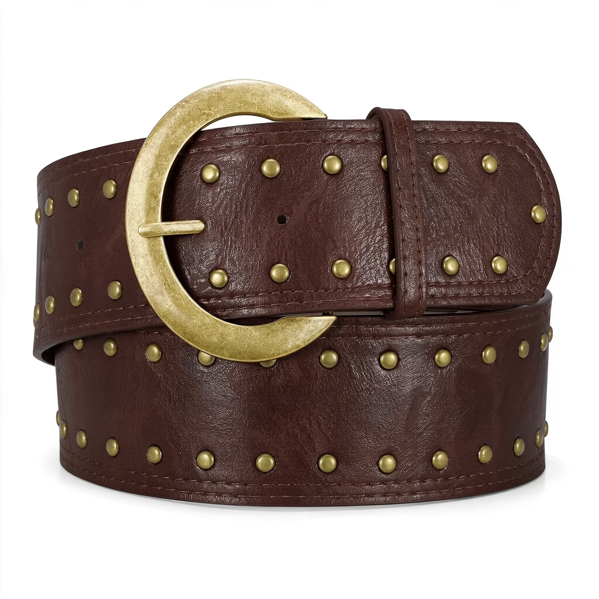 GASTROPOD Wide Chunky Leather Belts for Women 2.3" Western Vintage Boho Studded Thick Waist Belt for Dresses Unique Brown Belt Women - Walmart.com | Walmart (US)