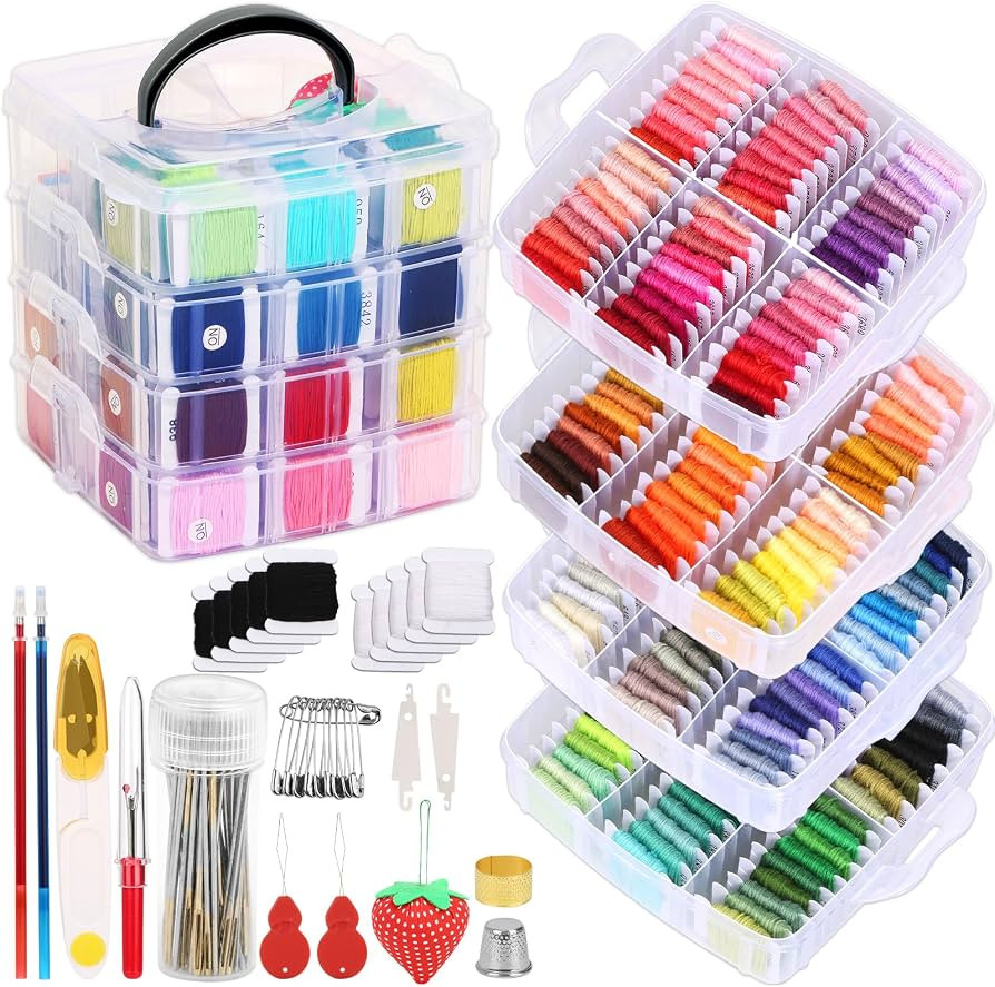 PAXCOO 276 Pack Embroidery Floss Thread Kit Including 210 Colors Cross Stitch Sewing Thread with ... | Amazon (US)