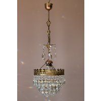 Petite Antique/Vintage Crystal Chandelier, Solid Brass Lighting, Ceiling Lamp, Light & Pendant For H | Etsy (US)