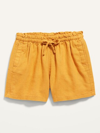 Paperbag-Waist Linen-Blend Pull-On Shorts for Toddler Girls | Old Navy (US)