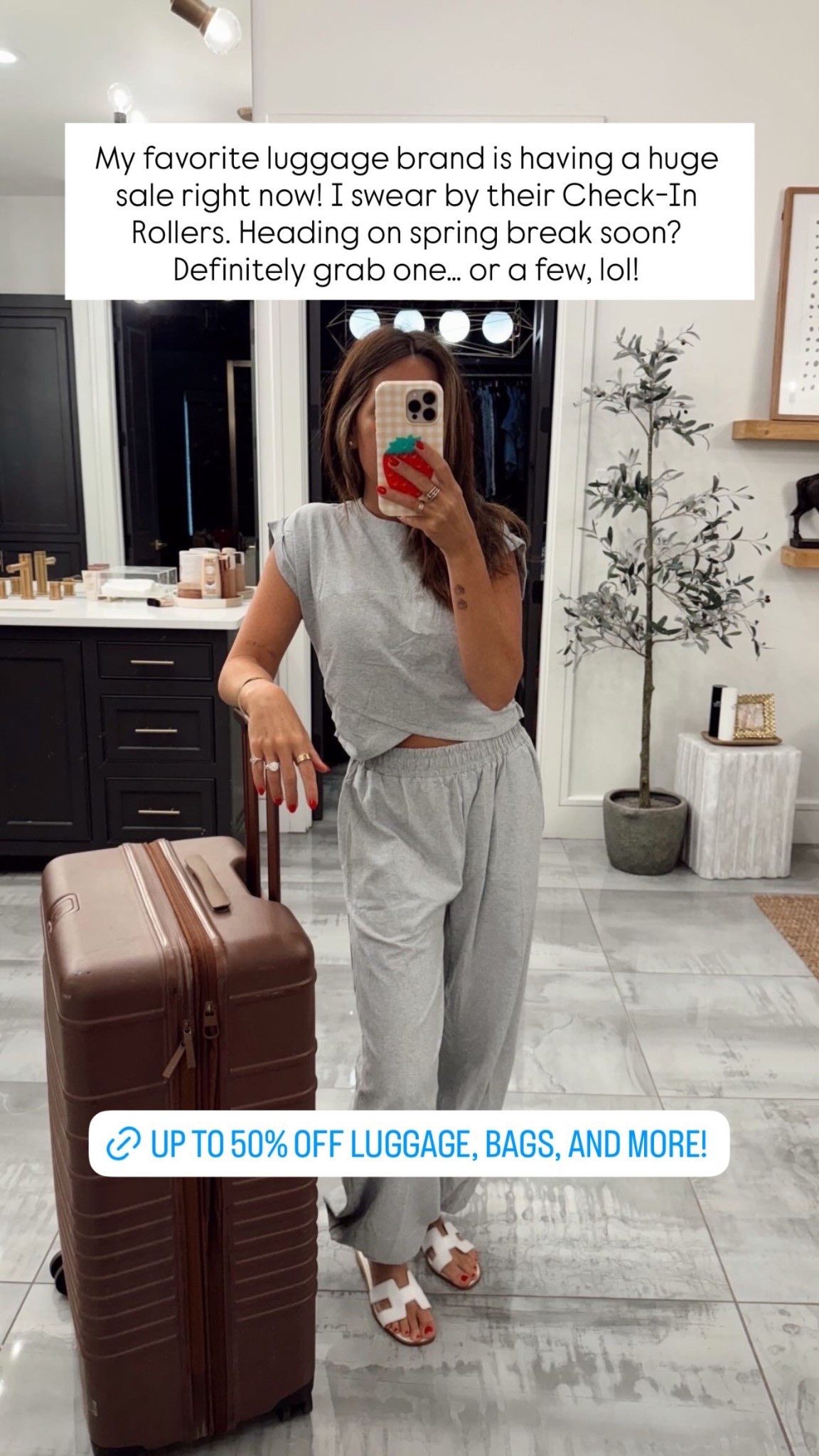 My favorite luggage brand is having a huge sale right now! I swear by their Check-In Rollers. Heading on spring break soon? Definitely grab one… or a few, lol!