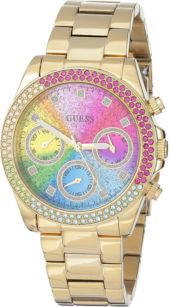 GUESS Gold-Tone and Rainbow Multifunction Watch | Amazon (US)
