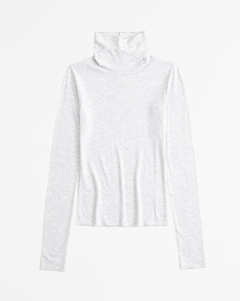 Long-Sleeve Featherweight Rib Turtleneck Top | Abercrombie & Fitch (US)