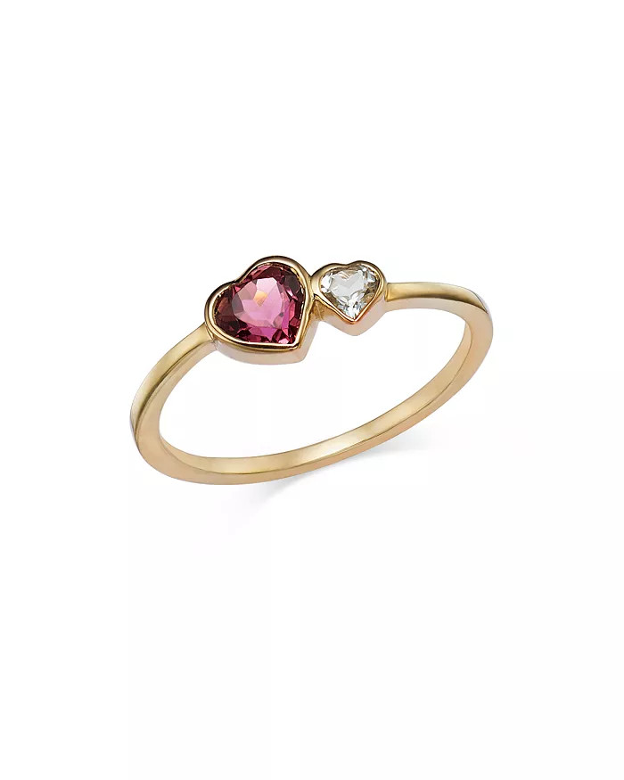 Moon & Meadow 14K Yellow Gold Pink Tourmaline & White Topaz Double Heart Ring - 100% Exclusive  B... | Bloomingdale's (US)