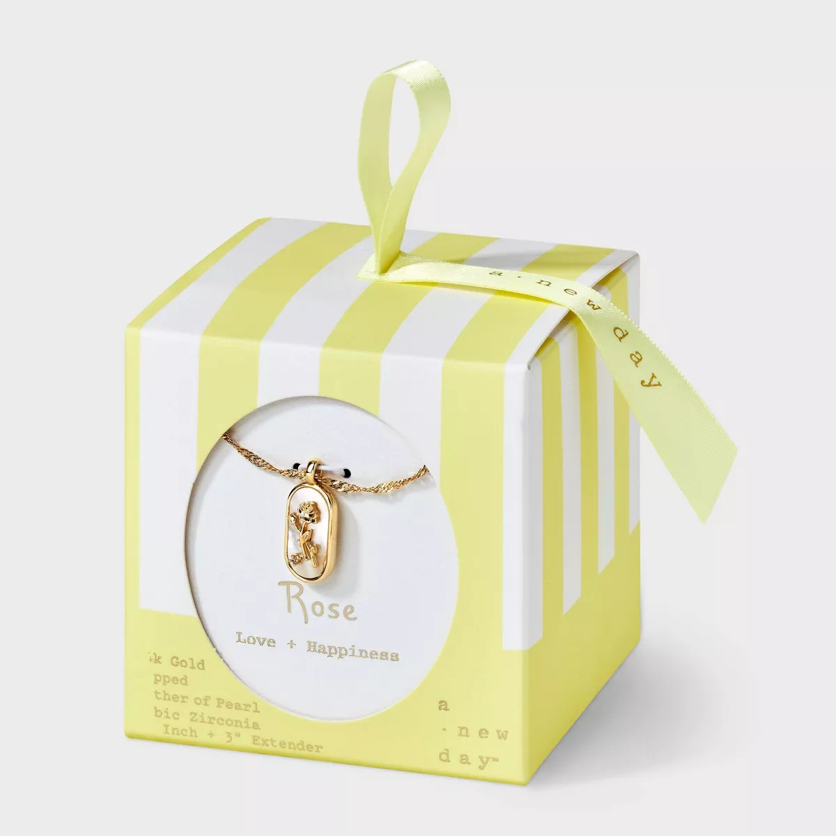 14k Gold Dipped Rose Mother Of Pearl Pendant Necklace - A New Day™ Gold | Target