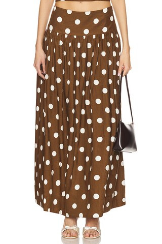 MAJORELLE Dot Maxi Skirt in Brown & Ivory Dot from Revolve.com | Revolve Clothing (Global)