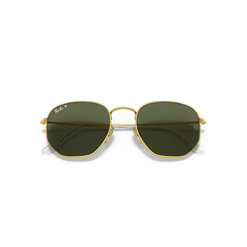 Ray-Ban Hexagonal Titanium Sunglasses Gold Frame Green Lenses Polarized 54-21 | Ray-Ban (US)