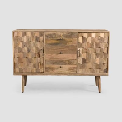 Latimer Mid-Century Modern 3 Drawer Sideboard Natural - Christopher Knight Home | Target