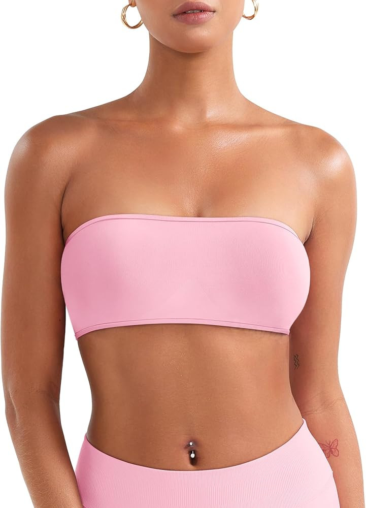 VOYJOY Impact Backless Bandeau Bra Workout Strapless Bandeau Basic Tank Top Adjustable Back | Amazon (US)