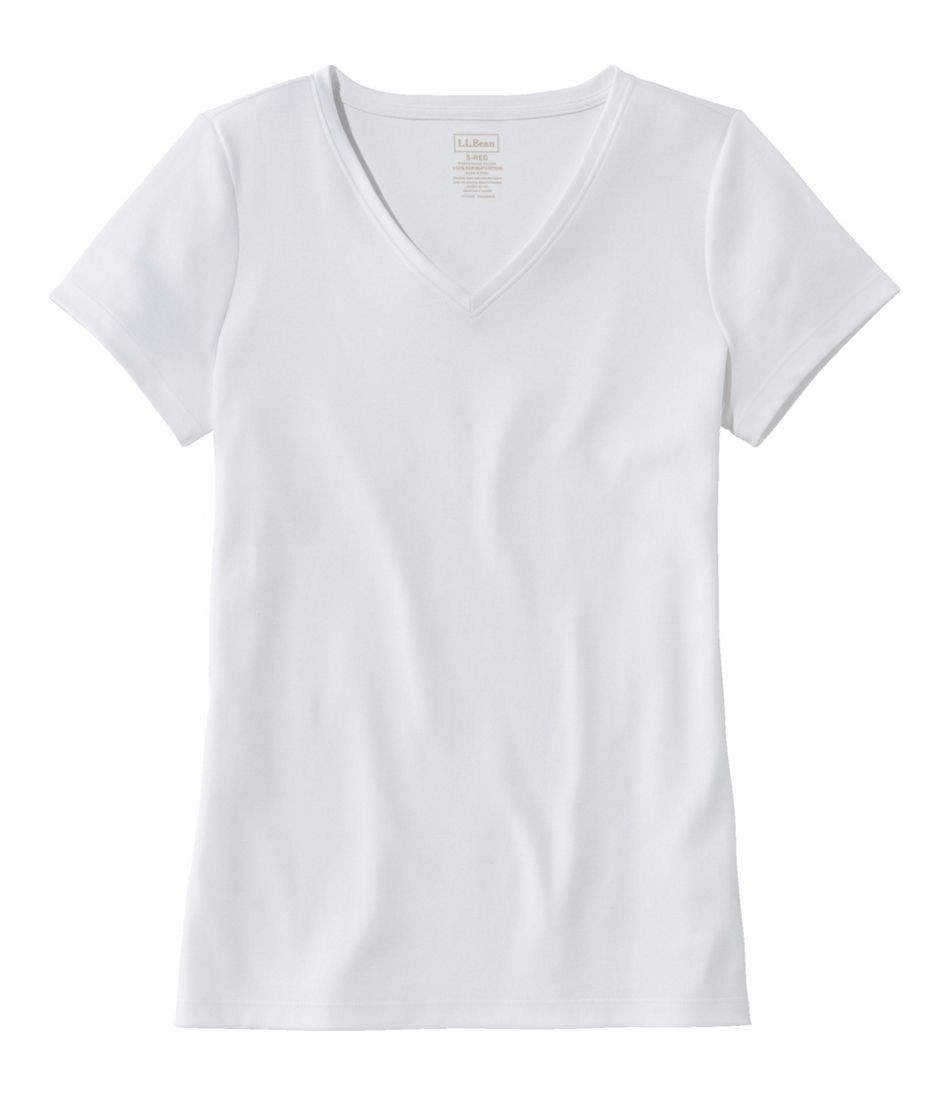 Women's Pima Cotton Shaped V-Neck, Short-Sleeve | Tees & Knit Tops at L.L.Bean | L.L. Bean