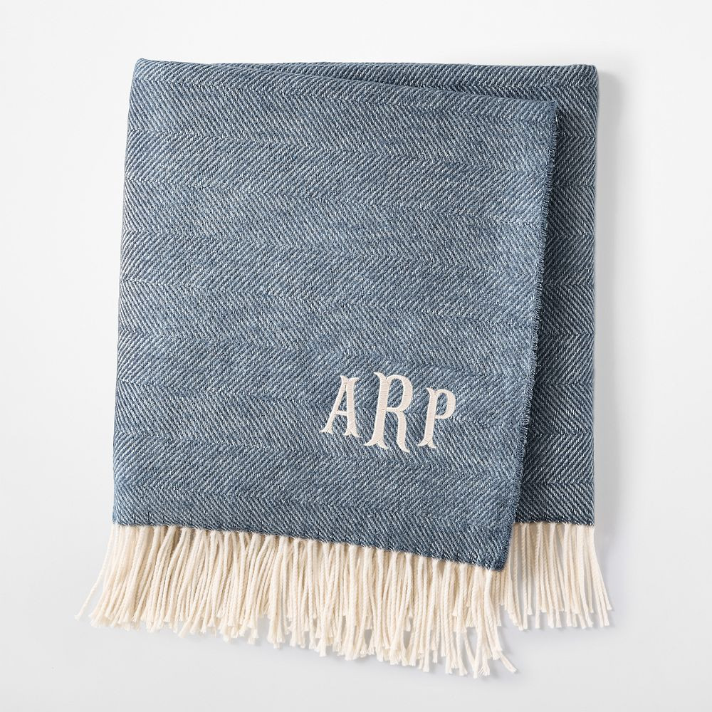 Italian Herringbone Woven Throw Blanket | Mark and Graham