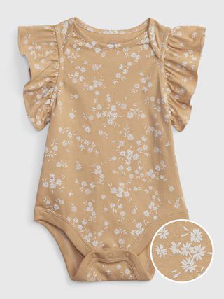 Baby 100% Organic Cotton Mix and Match Flutter Sleeve Bodysuit | Gap (US)