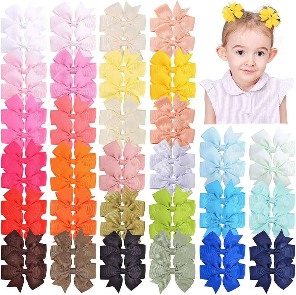 Choicbaby 2.3 Inches Mini Baby Hair Bows 60pcs Grosgrain Ribbon Toddler Hair Accessories with All... | Amazon (US)