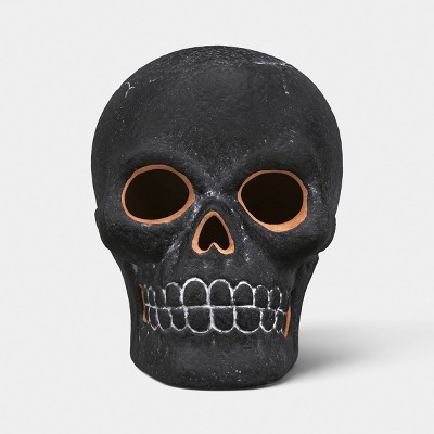 Small Terra Cotta Skull Decorative Sculpture - Hyde and EEK! Boutique™ Matte Black | Target