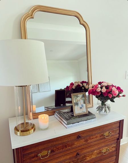 Target mirror - used rub n buff to update it to gold! Entryway styling, traditional home, console table, home decor

#LTKHome