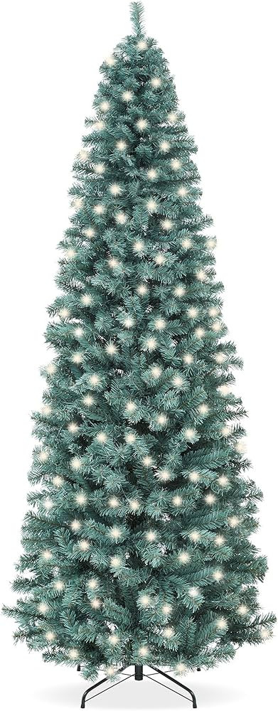 Best Choice Products 7.5ft Blue Spruce Pencil Christmas Tree, Skinny Hinged Artificial Decor w/ 3... | Amazon (CA)