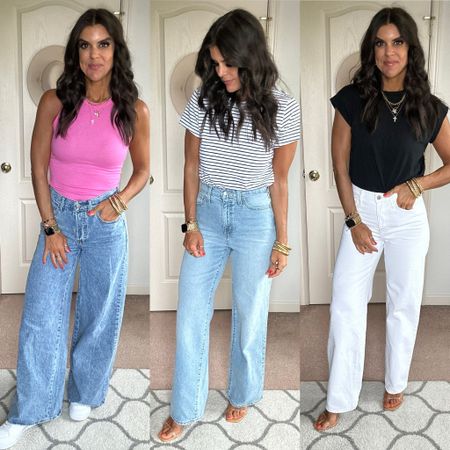 Target Jeans 20% off! Size down in the left and right, can size down if in between in the middle pair 

#LTKSaleAlert #LTKFindsUnder50 #LTKStyleTip
