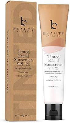 Tinted Sunscreen for Face - SPF 20 With Natural & Organic Ingredients Broad Spectrum Sunblock Lot... | Amazon (US)