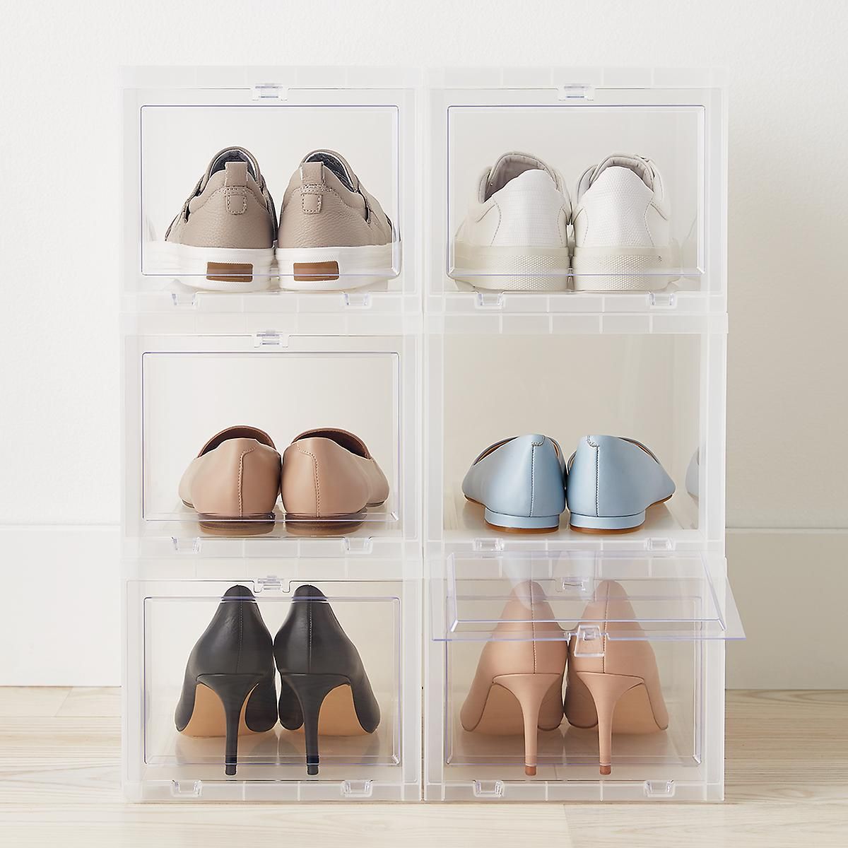 Best Value Case of 6 Small Drop-Front Shoe Box Translucent | The Container Store