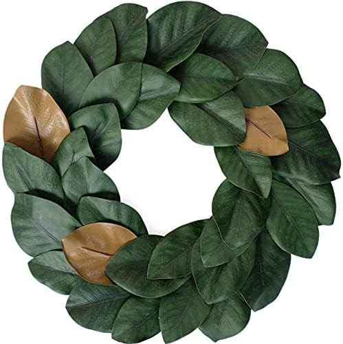 Idyllic Flora Wreath, Artificial Magnolia Leaf Grapevine Wreath, 17 Inches for Wedding Wall Decor... | Amazon (US)