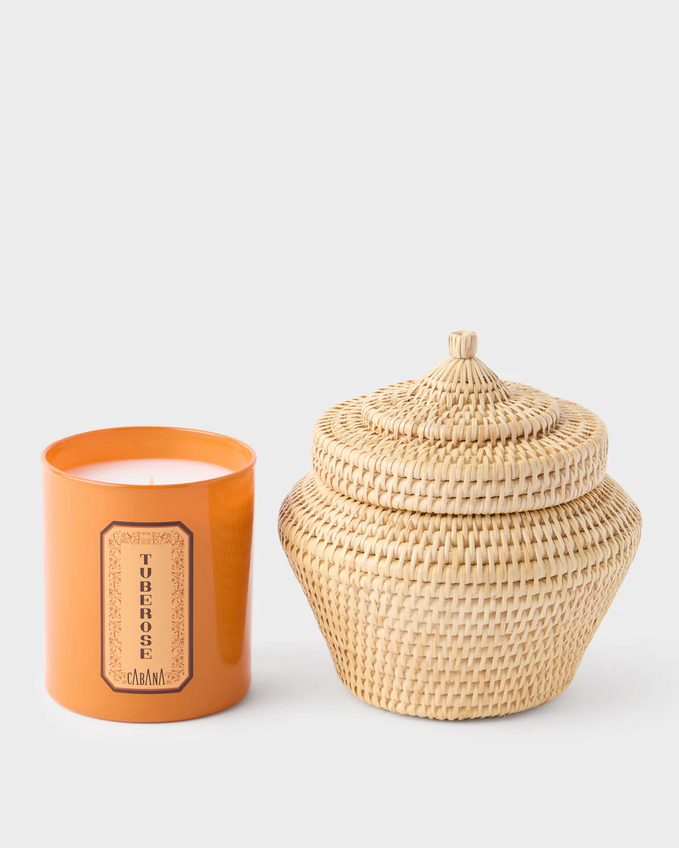 Cabana Candle & Woven Vimini Candle Holder Set | Cabana Magazine
