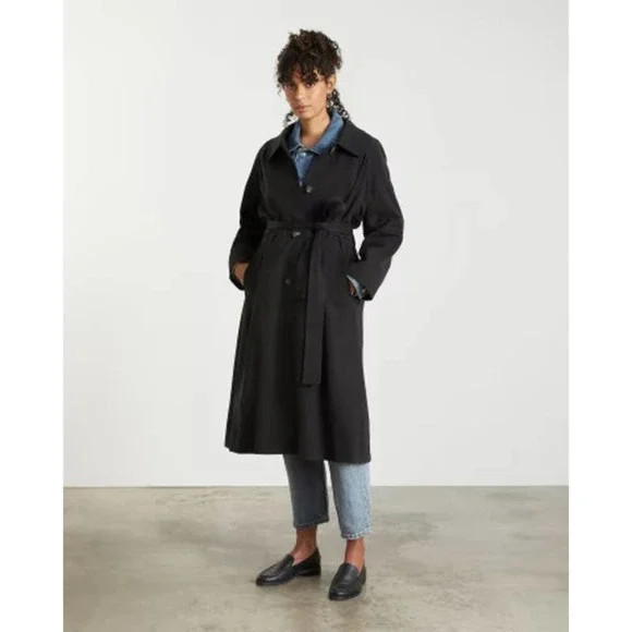 Everlane The Gathered Drape Trench Coat Black Women's Size M NWT | Poshmark