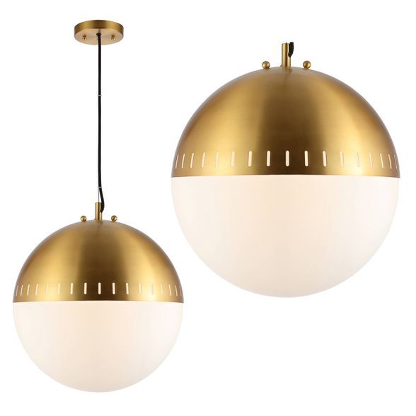 15.75&#34; Adjustable Iron and Glass Remy Art Deco Mid Century Globe LED Pendant Brass and Gold -... | Target