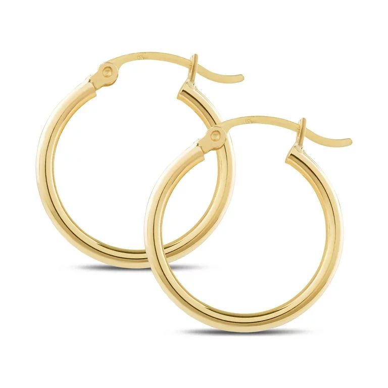 14k Yellow Gold Classic Shiny Polished Round Hoop Earrings for Women, 2mm Tube x 10-65mm Diameter... | Walmart (US)