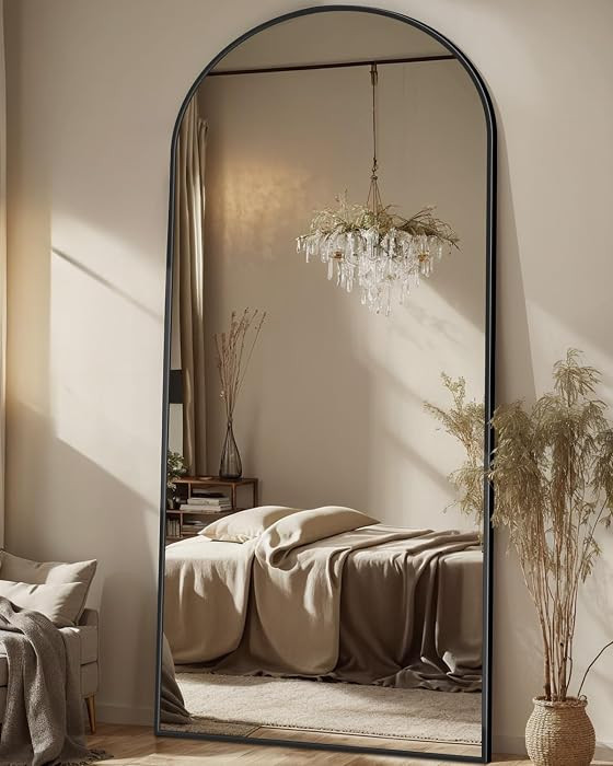 Antok 71" x28\u201d Arched Full Length Mirror with Stand, Floor Mirror, Black | Amazon (US)