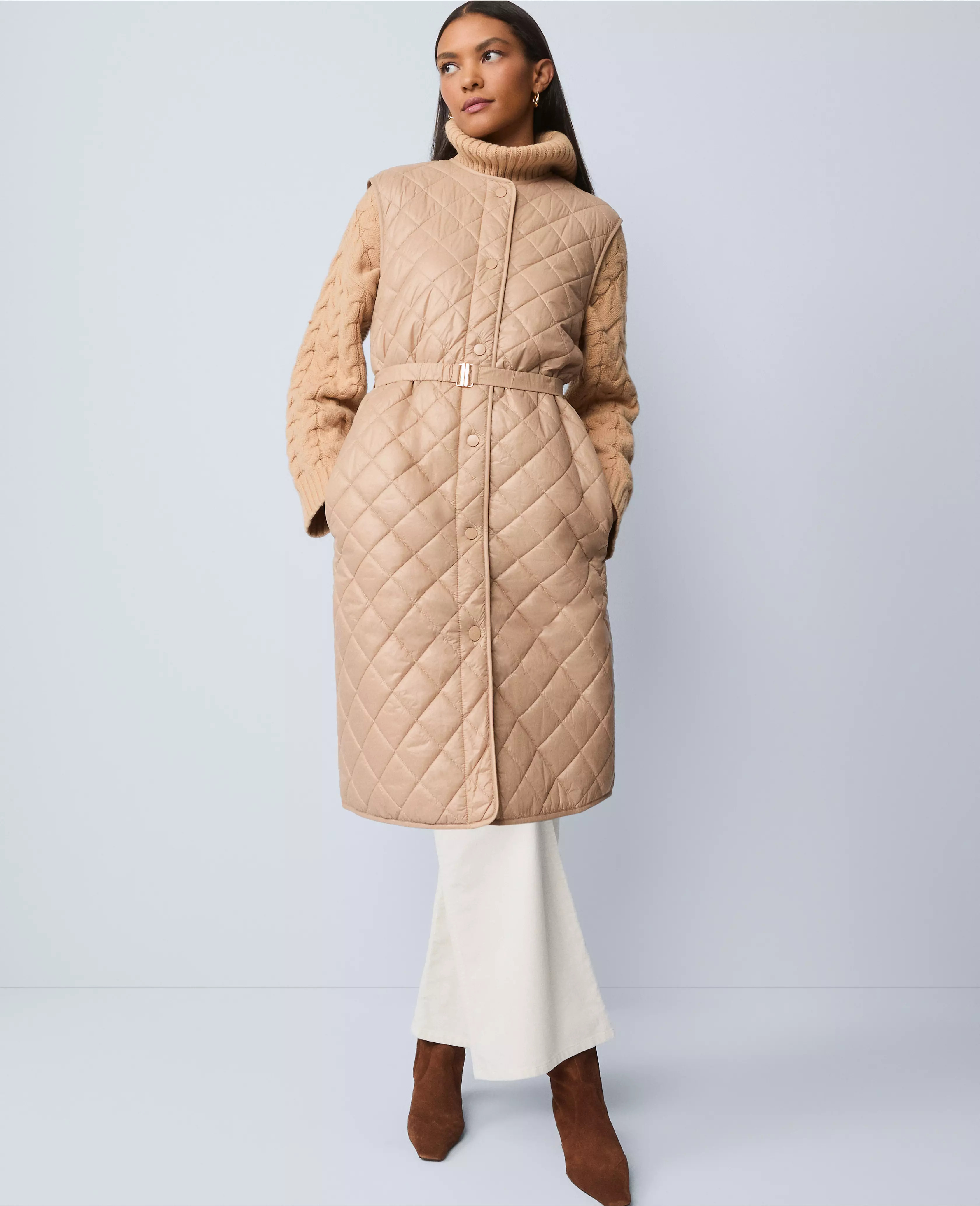 Petite Weekend Collection Quilted Long Puffer Vest | Ann Taylor
