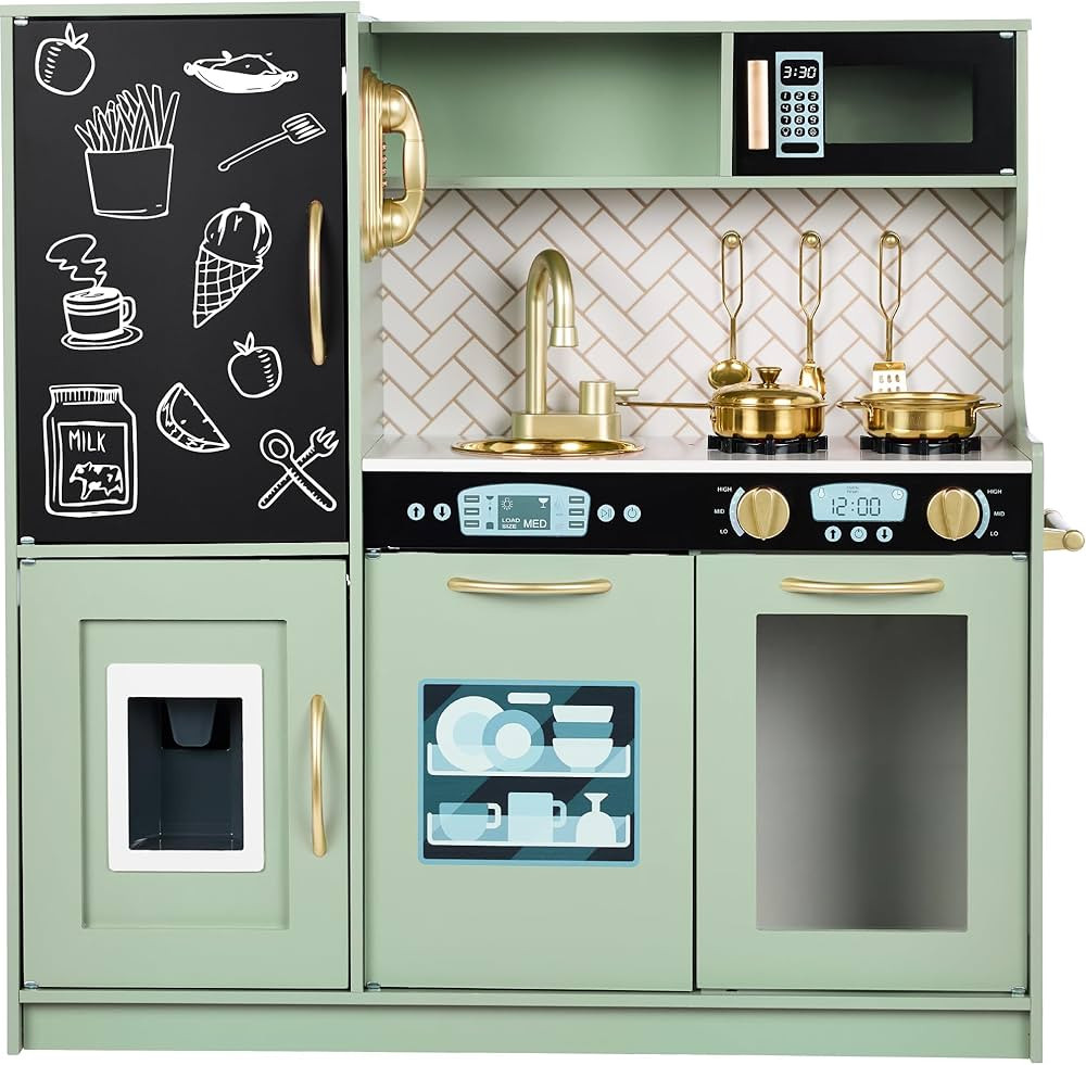 Best Choice Products Pretend Play Kitchen Wooden Toy Set for Kids w/Realistic Design, Telephone, ... | Amazon (US)