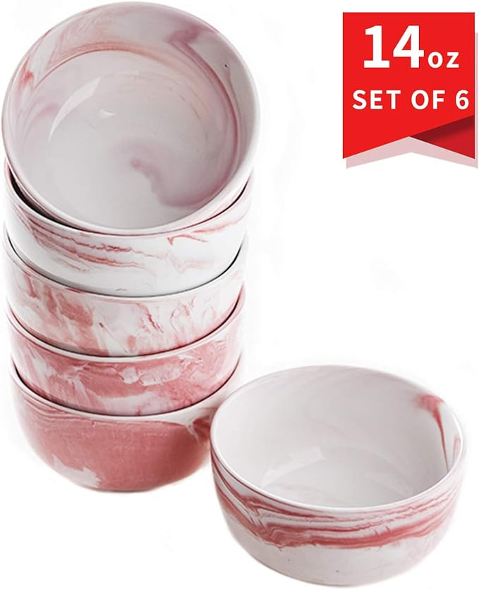 YUNDU 14oz Porcelain bowls ice cream/dessert/cereal bowls, microwave safe bowls for soup bowls se... | Amazon (US)