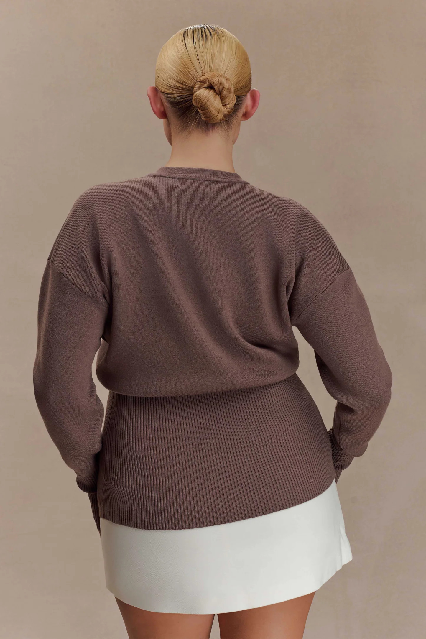 Amanda Statement Button Knit Cardigan - Cacao Brown | MESHKI US