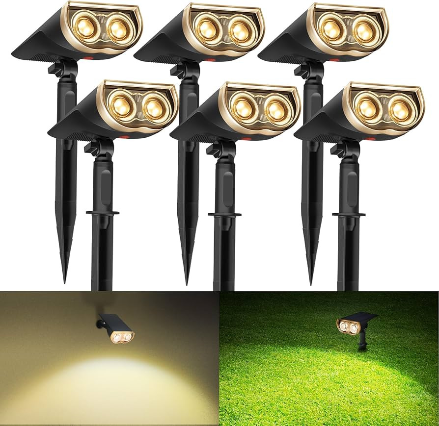 Consciot Solar Spotlights Outdoor, IP67 Waterproof 2-in-1 Solar Spot Lights, 3000K Warm White Dus... | Amazon (US)