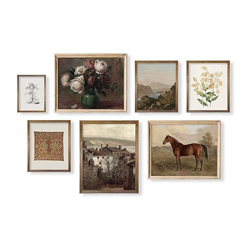 Rustic Modern Farmhouse Large 11x14 Gallery of 7 Wall Art Decor - Boho Art Deco Landscape Picture... | Amazon (US)