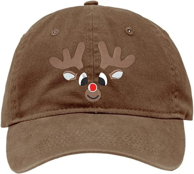 Go All Out Cute Reindeer Rudolf Face Christmas Dad Deluxe Trucker Flatbill Baseball Structured Em... | Amazon (US)