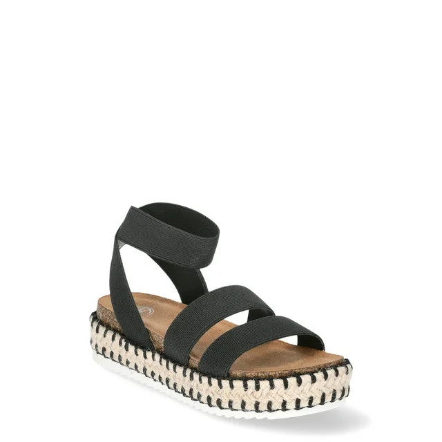 Wonder Nation Little & Big Girl Elastic Raffia Sandal | Walmart (US)