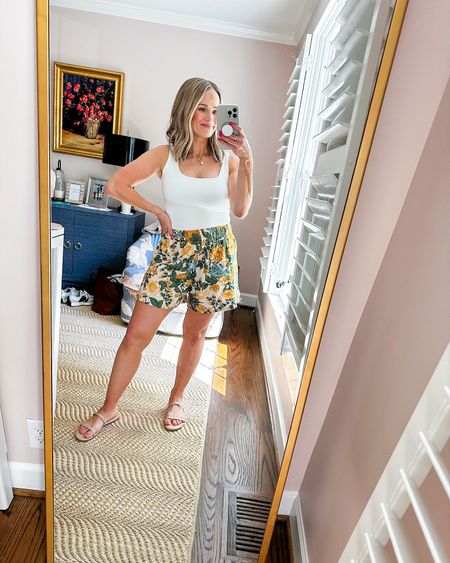 Floral shorts for a cute, easy summer outfit. I love these pull on linen shorts from Abercrombie. Size small. My tank is from Amazon, size medium. My shoes are Target sandals, TTS! 

#LTKOver40 #LTKSeasonal #LTKFindsUnder100