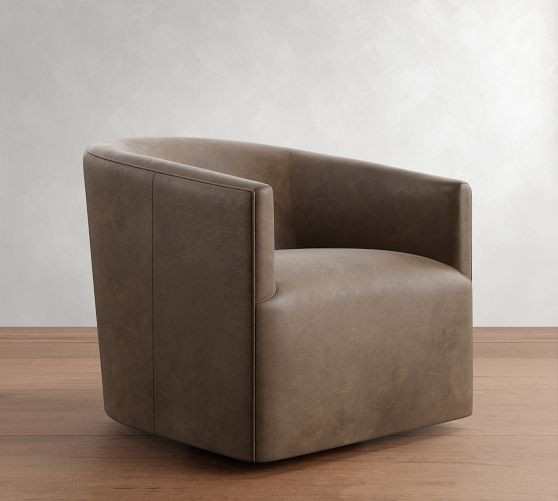 Baldwin Leather Swivel Chair | Pottery Barn (US)