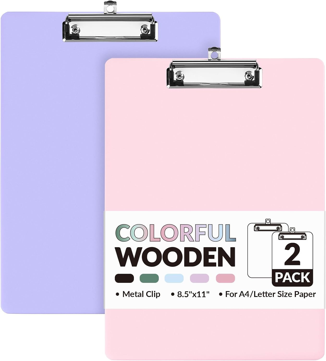 Sooez 2 Pack Clipboard, Colored Cardboard, Hardboard Clip Boards 8.5" x 11" | Amazon (US)