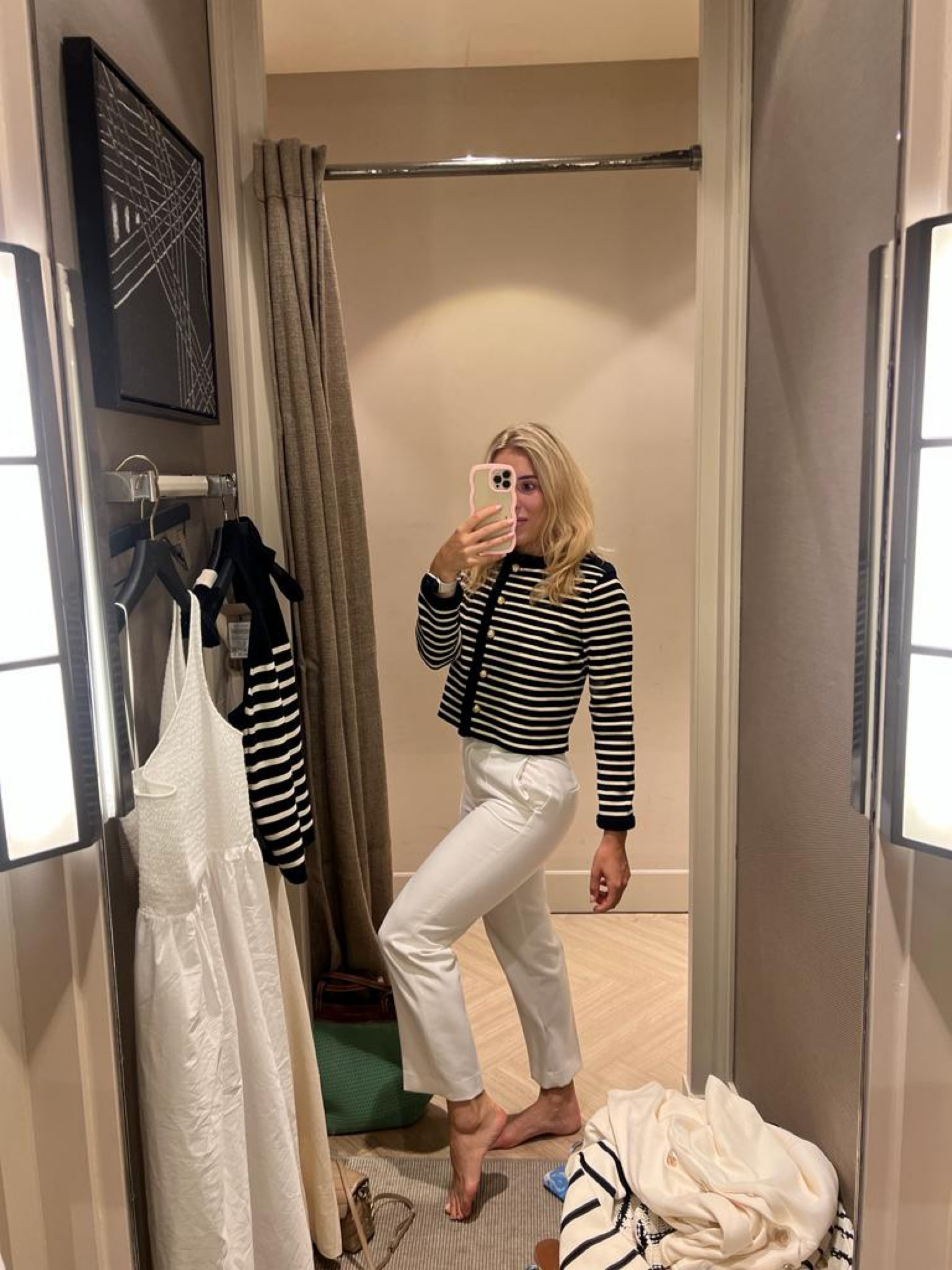 Striped Knit Cardigan-White Trousers- Massimo Dutti- La Redoute- iPhone cover- Amazon 

#LTKstyletip #LTKeurope #LTKSeasonal