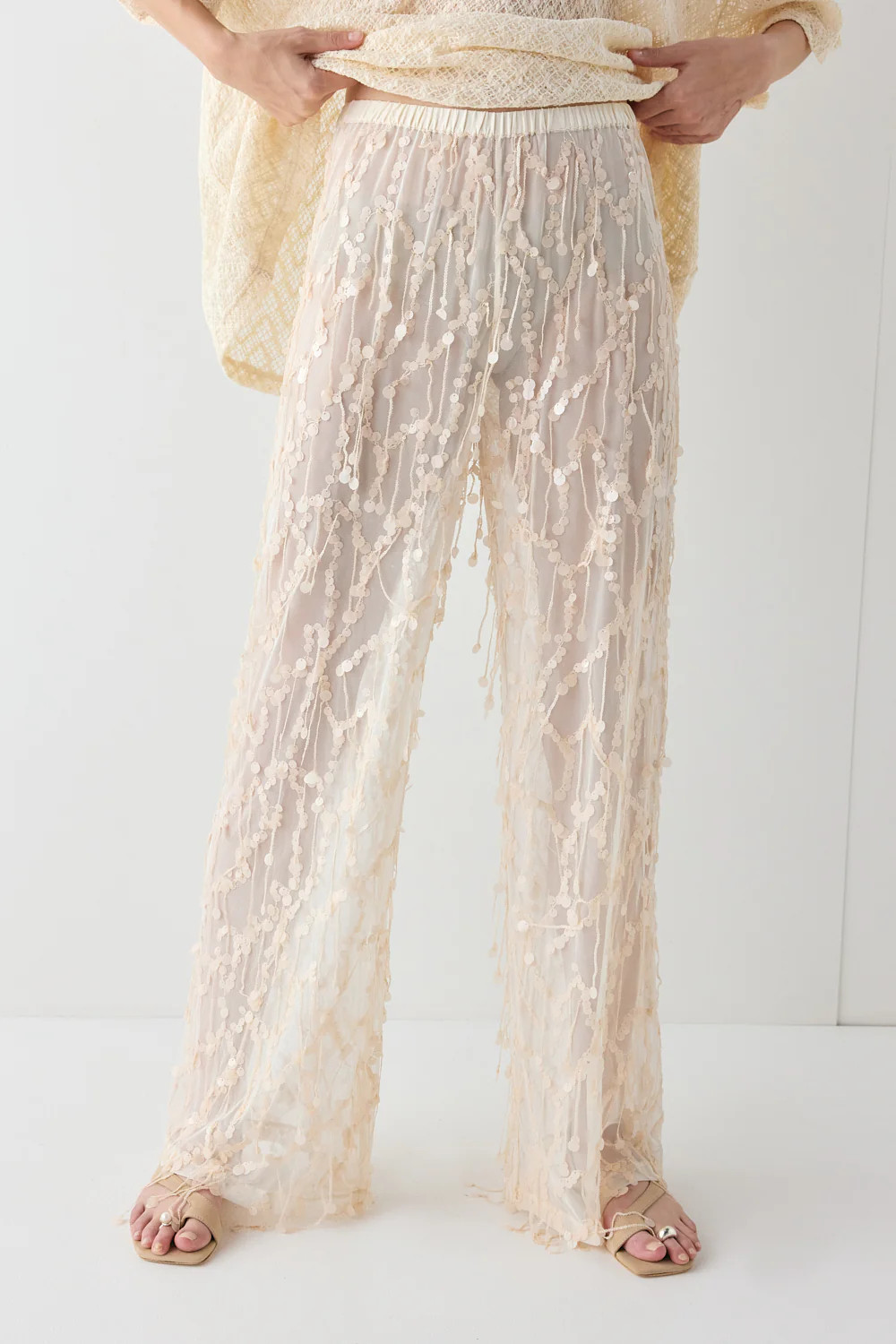 Sia Sequin Pants Cream | VRG Grl