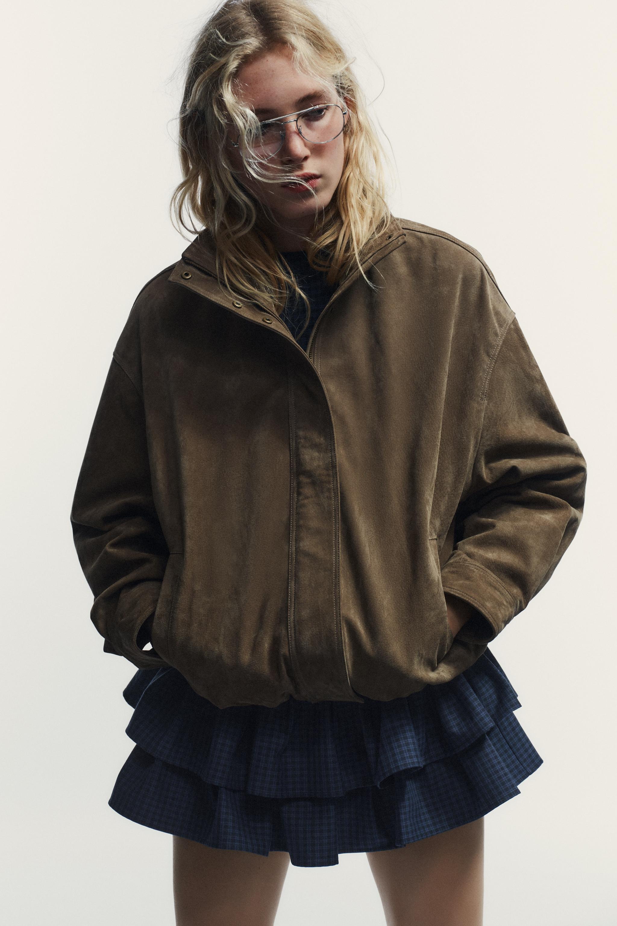 100% SUEDE VOLUME JACKET | Zara US