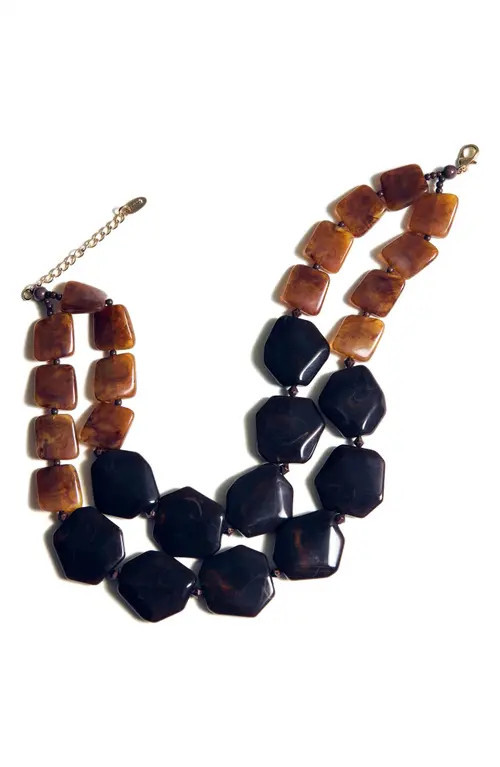 MANGO Layered Stone Necklace in Brown at Nordstrom | Nordstrom