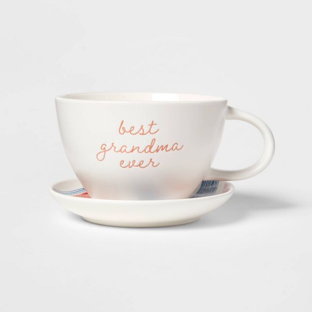 16oz Stoneware Best Grandma Ever Latte Mug with Saucer - Threshold™ | Target
