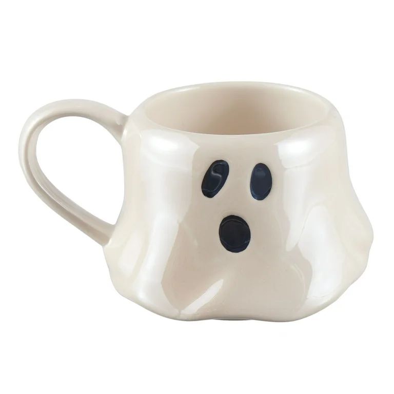 Halloween 13-Ounce White Ghost Stoneware Stackable Mug Set with Iron Rack, by Way To Celebrate | Walmart (US)