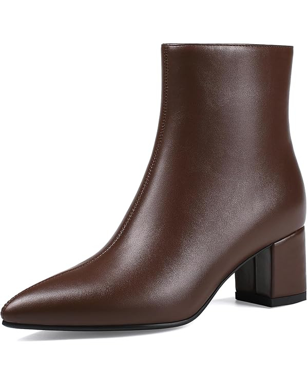 Women's Ankle Boots Pointed Toe Chunky Block Heel Short Boots for Women Low Heeled Booties | Amazon (US)